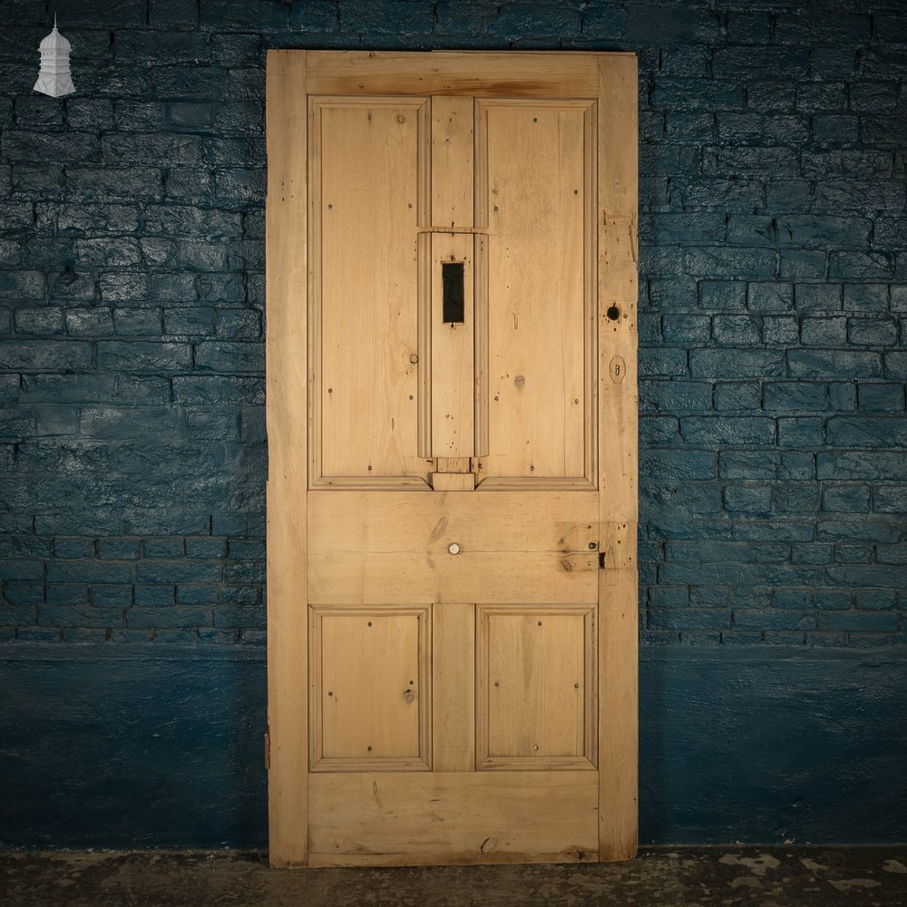 Pine Panelled Door, 19th C Moulded 4 Panel