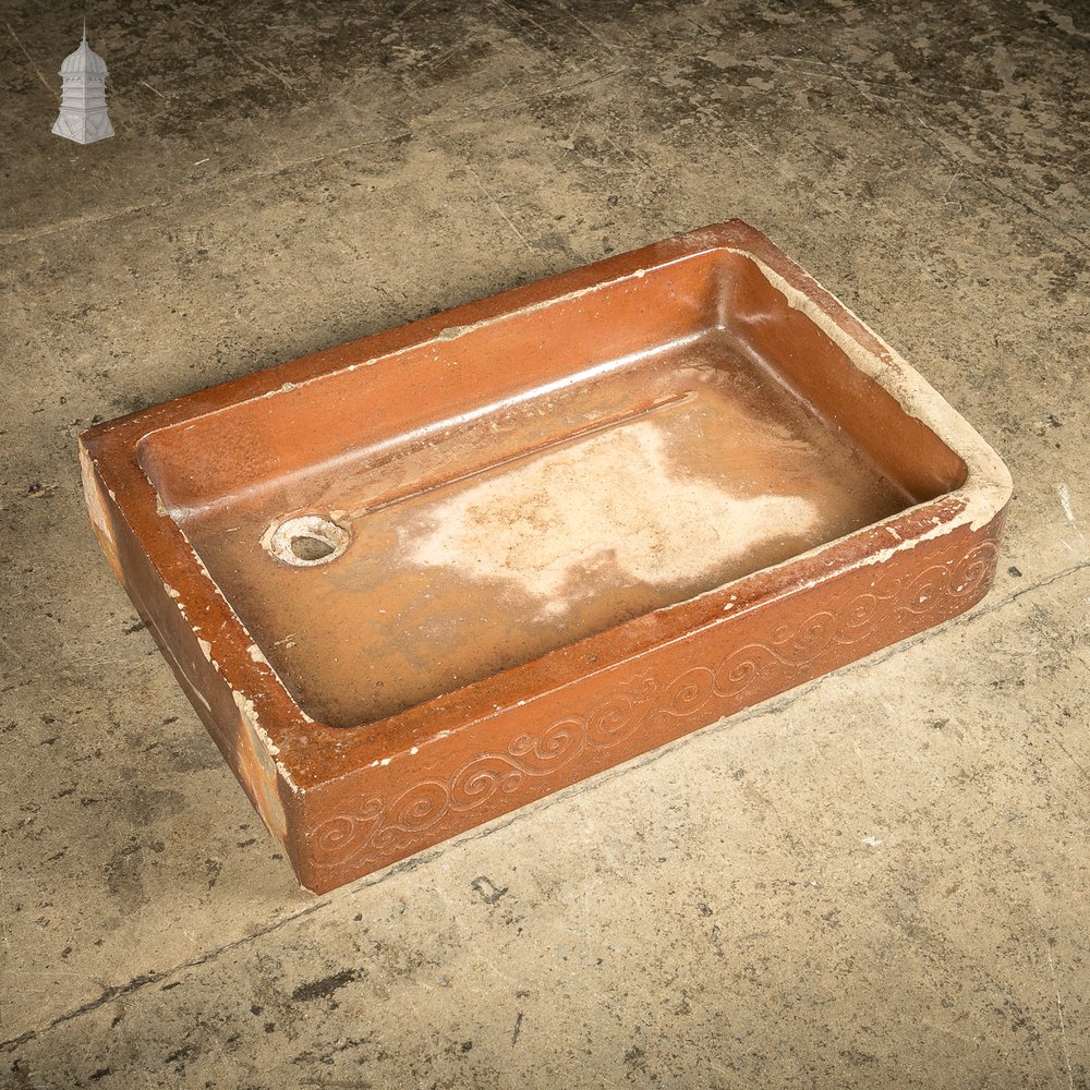 Georgian Sink, Salt Glazed Right hand return with Decorative Floral Pattern