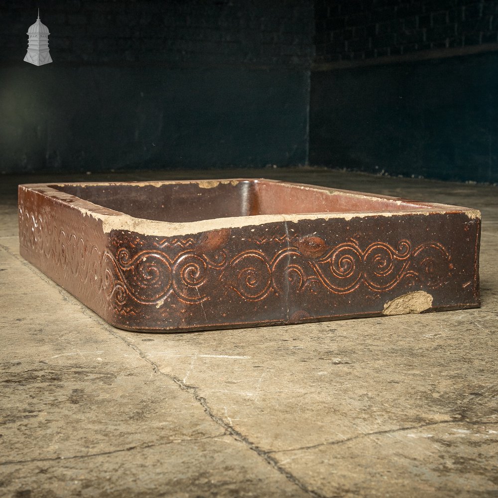 Georgian Sink, Salt Glazed Right hand return with Decorative Floral Pattern