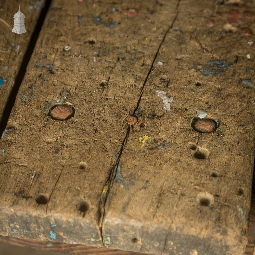 Industrial Workbench Table, Vintage Workshop Trestle Coffee Table