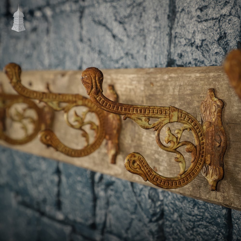 Set of 6 19th C Mounted Cast Iron Coat Hooks