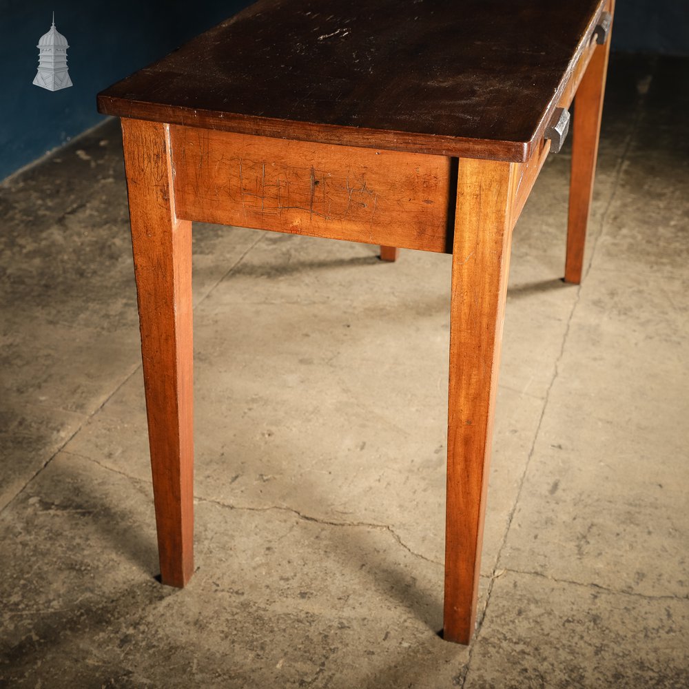 Mid Century Iroko School Science Lab Bench Table 5 Feet Long with 2 Drawers