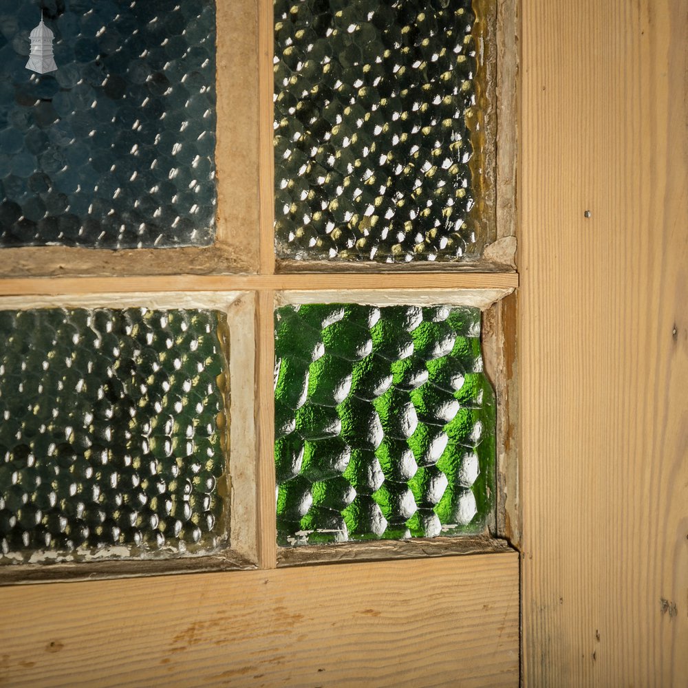 Half Glazed Door, 19th C Pine with Coloured Textured Glazing