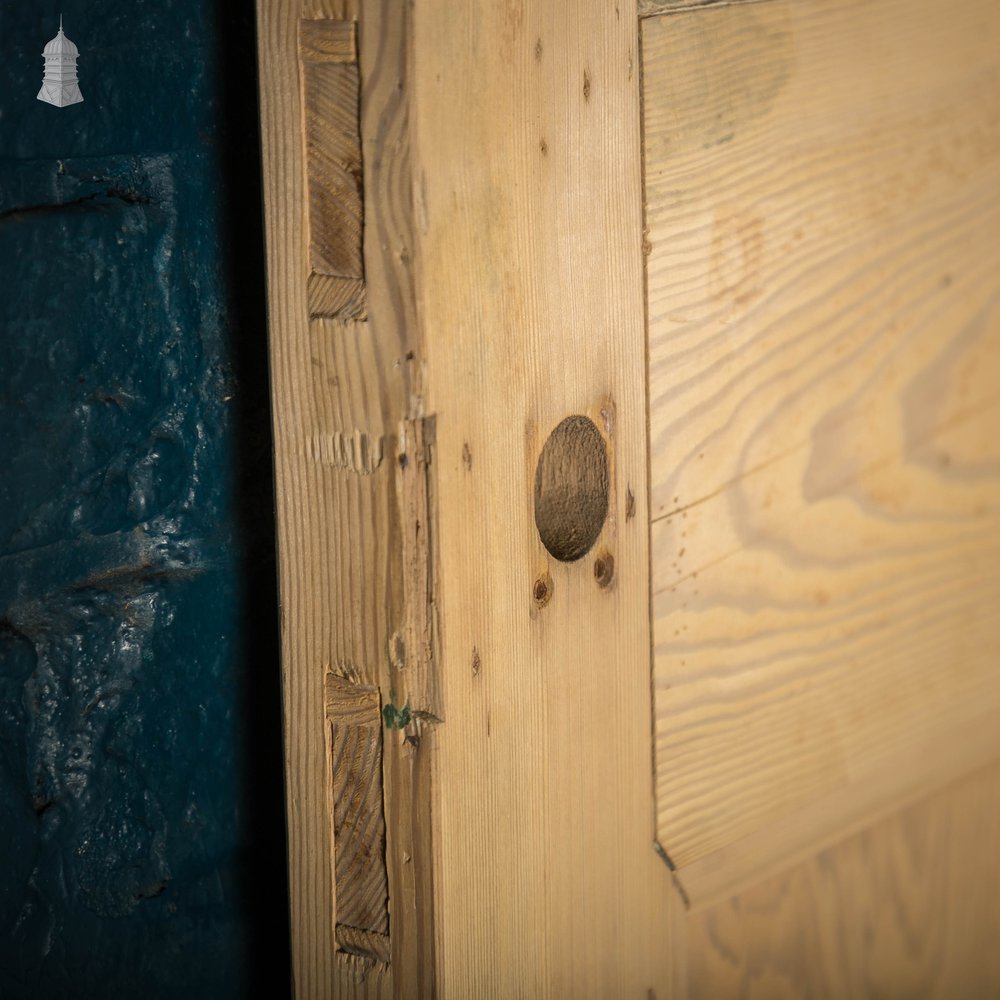 Half Glazed Door, 19th C Pine with Coloured Textured Glazing