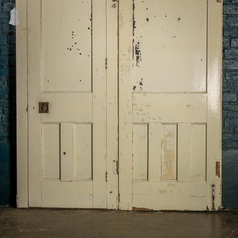 Glazed Room Divider, Leaded Glass with Internal Door and White Painted Finish