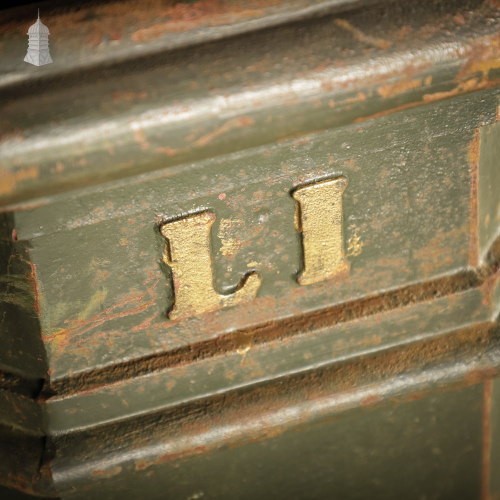 Green Painted Norwich City Council Cast Iron Litter Bin with ECC Foundry Mark