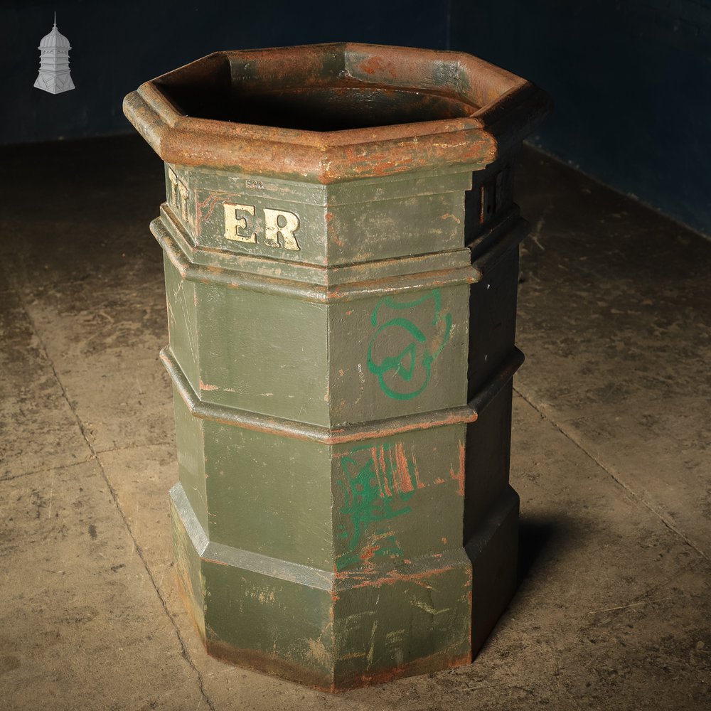 Green Painted Norwich City Council Cast Iron Litter Bin with ECC Foundry Mark