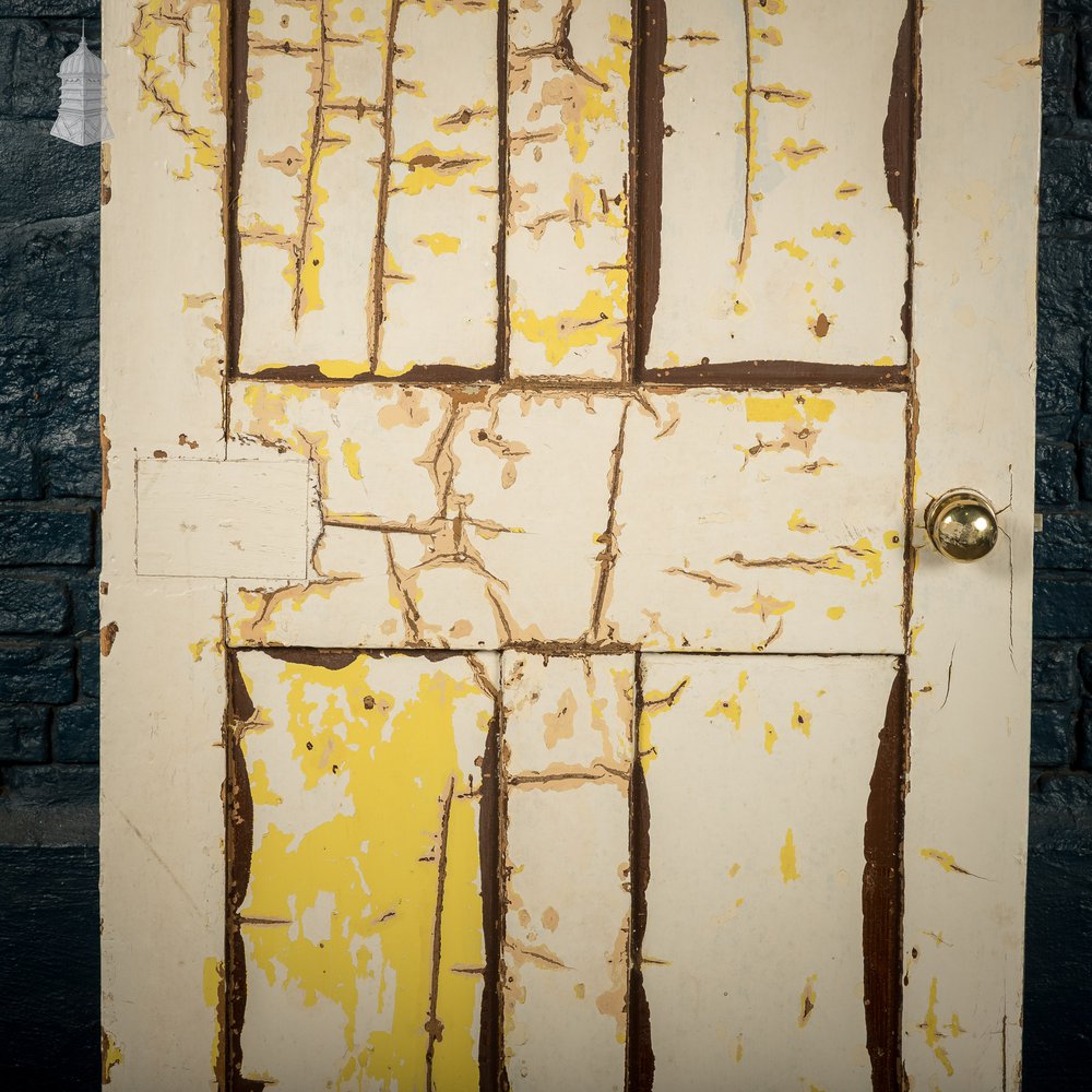 6 Panel Door, Distressed White and Yellow Paint