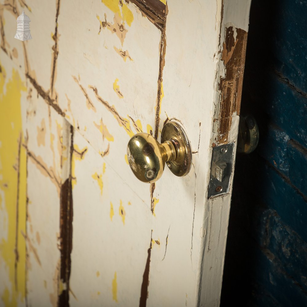 6 Panel Door, Distressed White and Yellow Paint
