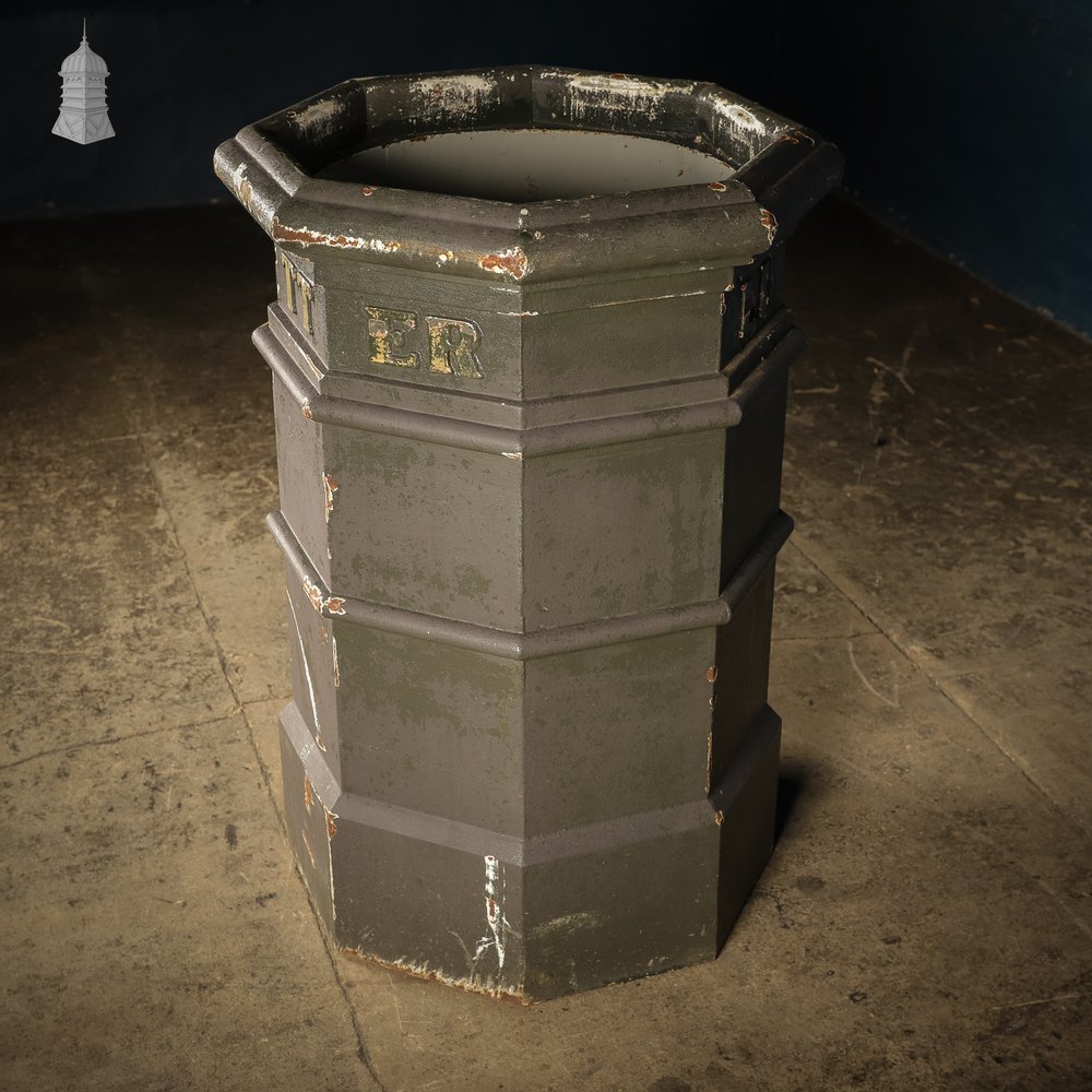 Green Painted Norwich City Council Cast Iron Litter Bin with ECC Foundry Mark