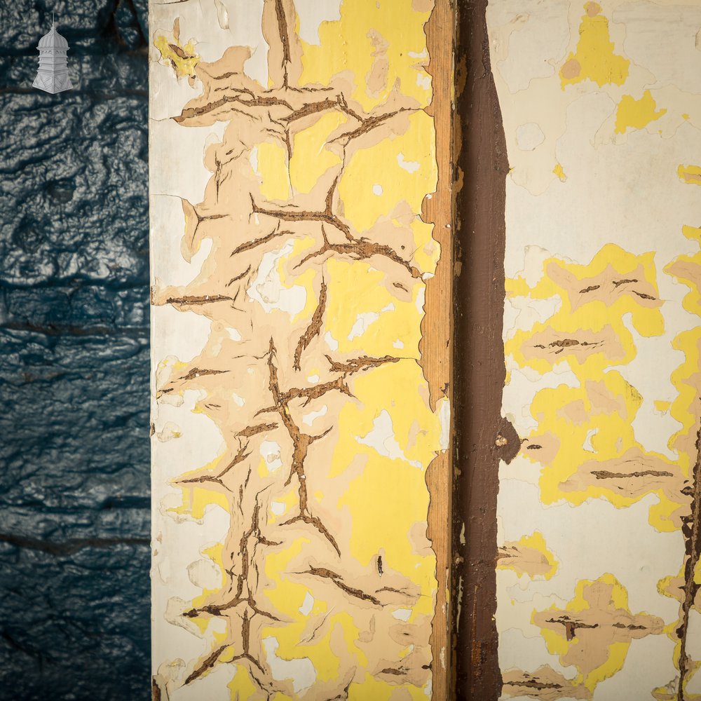 6 Panel Door, Distressed White and Yellow Paint