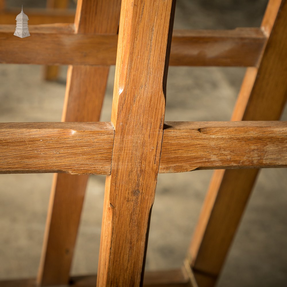 Tall Trestle Coffin Stands, 19th C Oak with Brass hardware, Pair