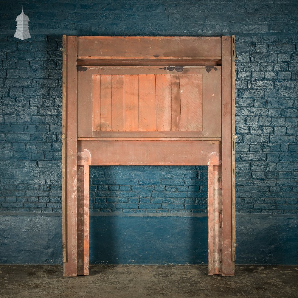 Fire Surround With Mirrored Overmantel, 19th C Neo Classical Oak with Fluted Corinthian Columns