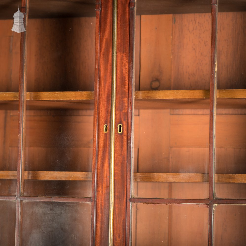 Astral Glazed Bookcase Cabinet, Regency Mahogany Arch Top