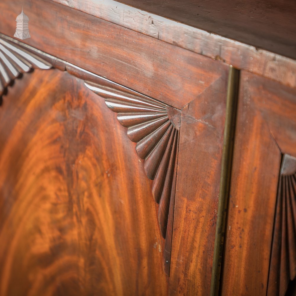 Astral Glazed Bookcase Cabinet, Regency Mahogany Arch Top