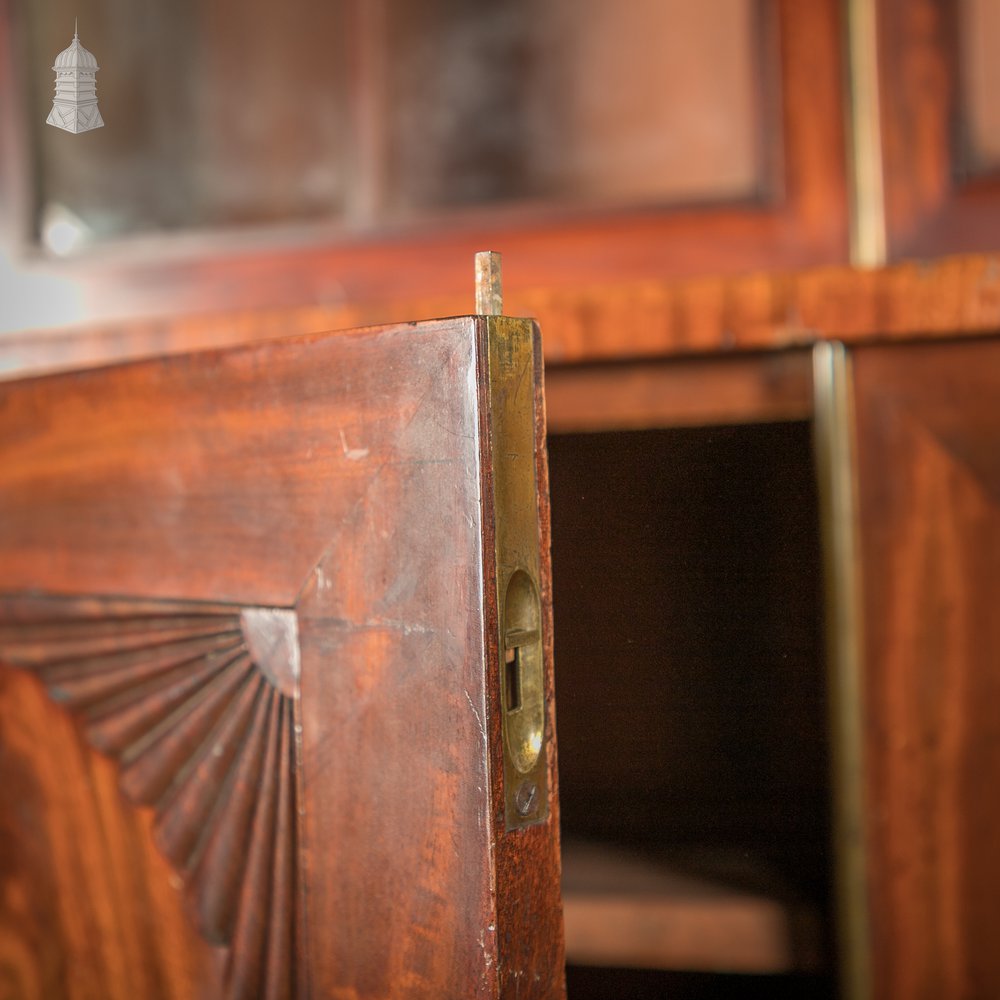 Astral Glazed Bookcase Cabinet, Regency Mahogany Arch Top