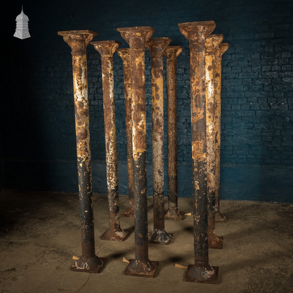 Nine Victorian Columns, Set of Cast Iron Pillars
