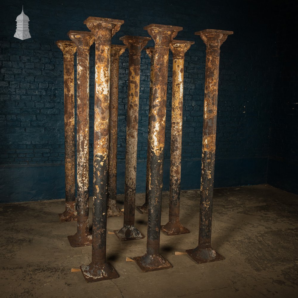 Nine Victorian Columns, Set of Cast Iron Pillars