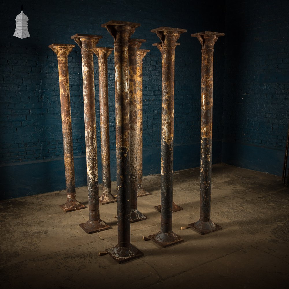 Nine Victorian Columns, Set of Cast Iron Pillars