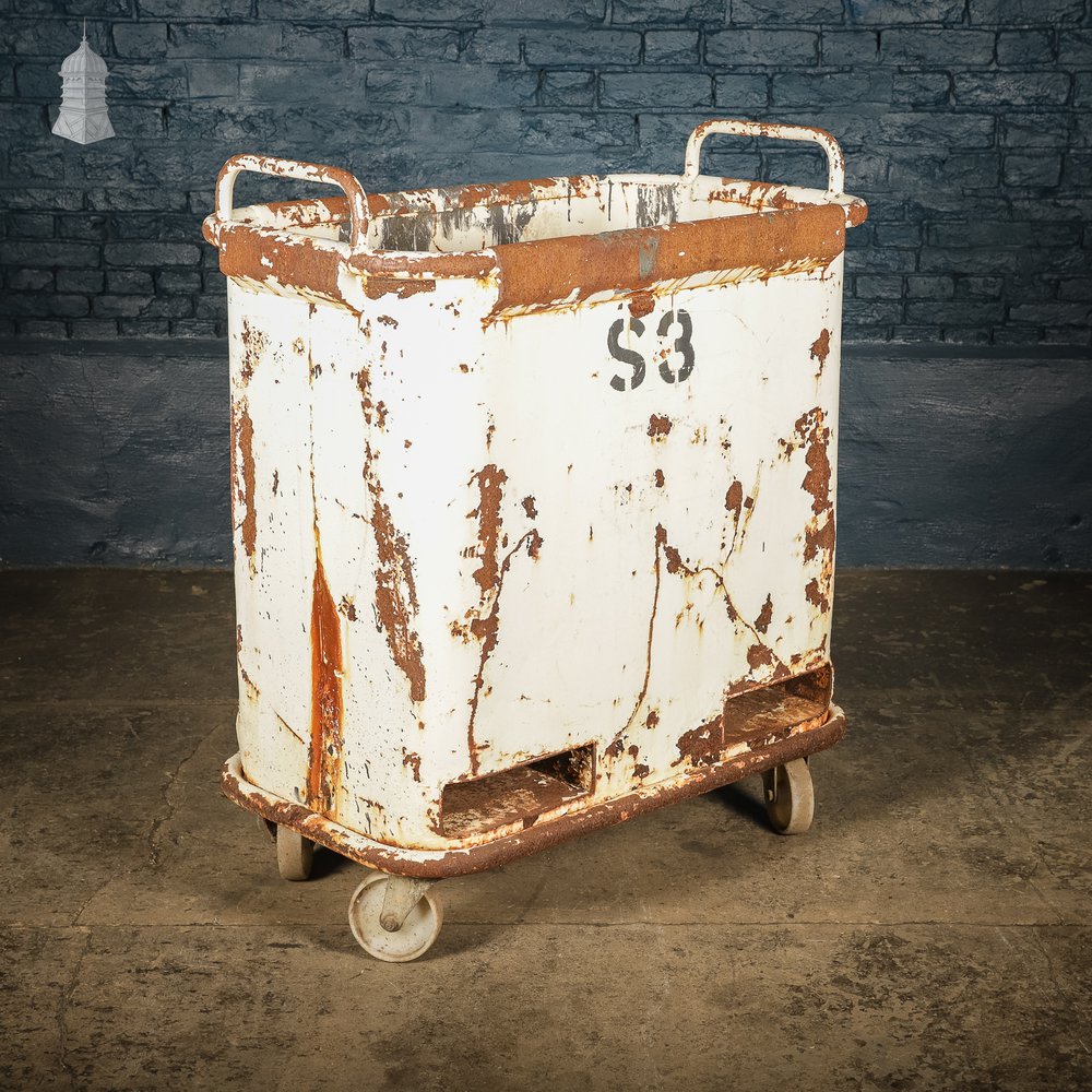 White Painted Steel Industrial Workshop Wheeled Bin