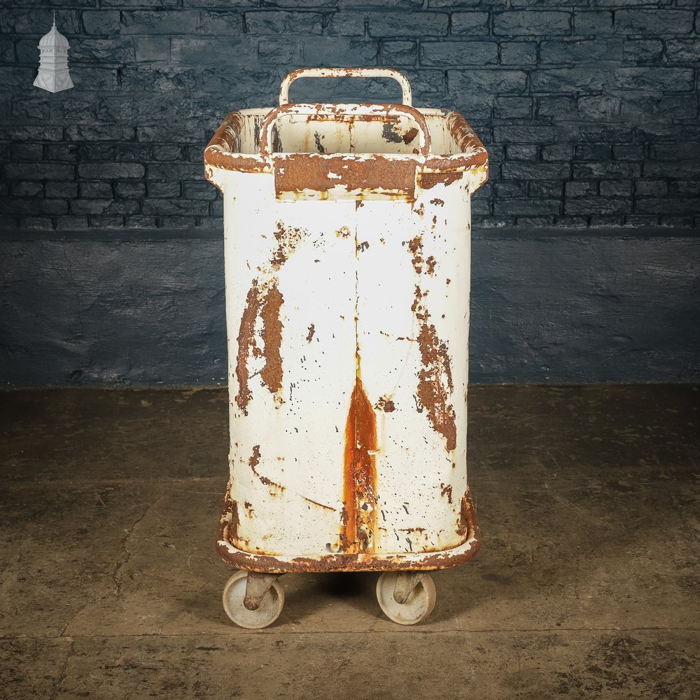 White Painted Steel Industrial Workshop Wheeled Bin