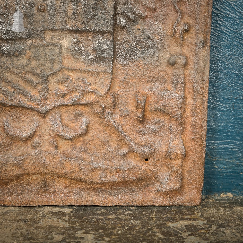 Fire Back, Cast Iron Crown and Shield Design