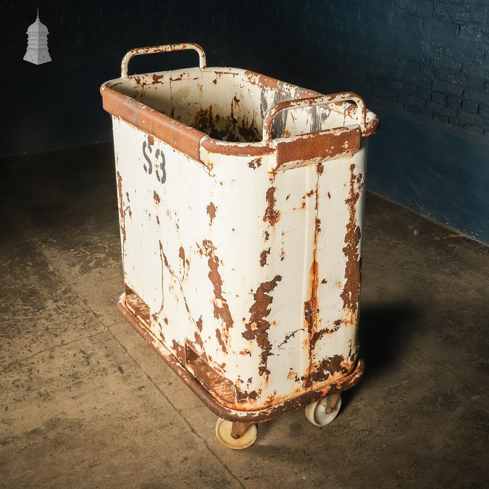 White Painted Steel Industrial Workshop Wheeled Bin