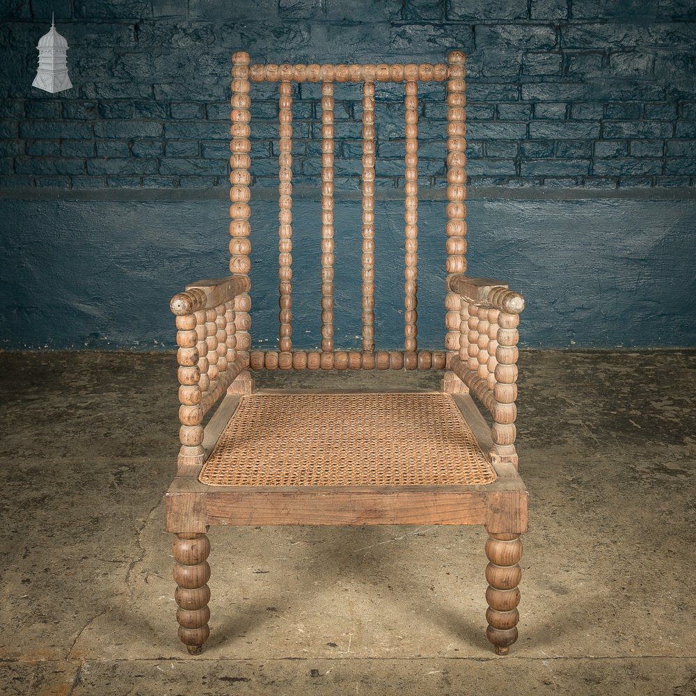 Regency Easy Chair, Bobbin Turned Teak with Rattan Seat