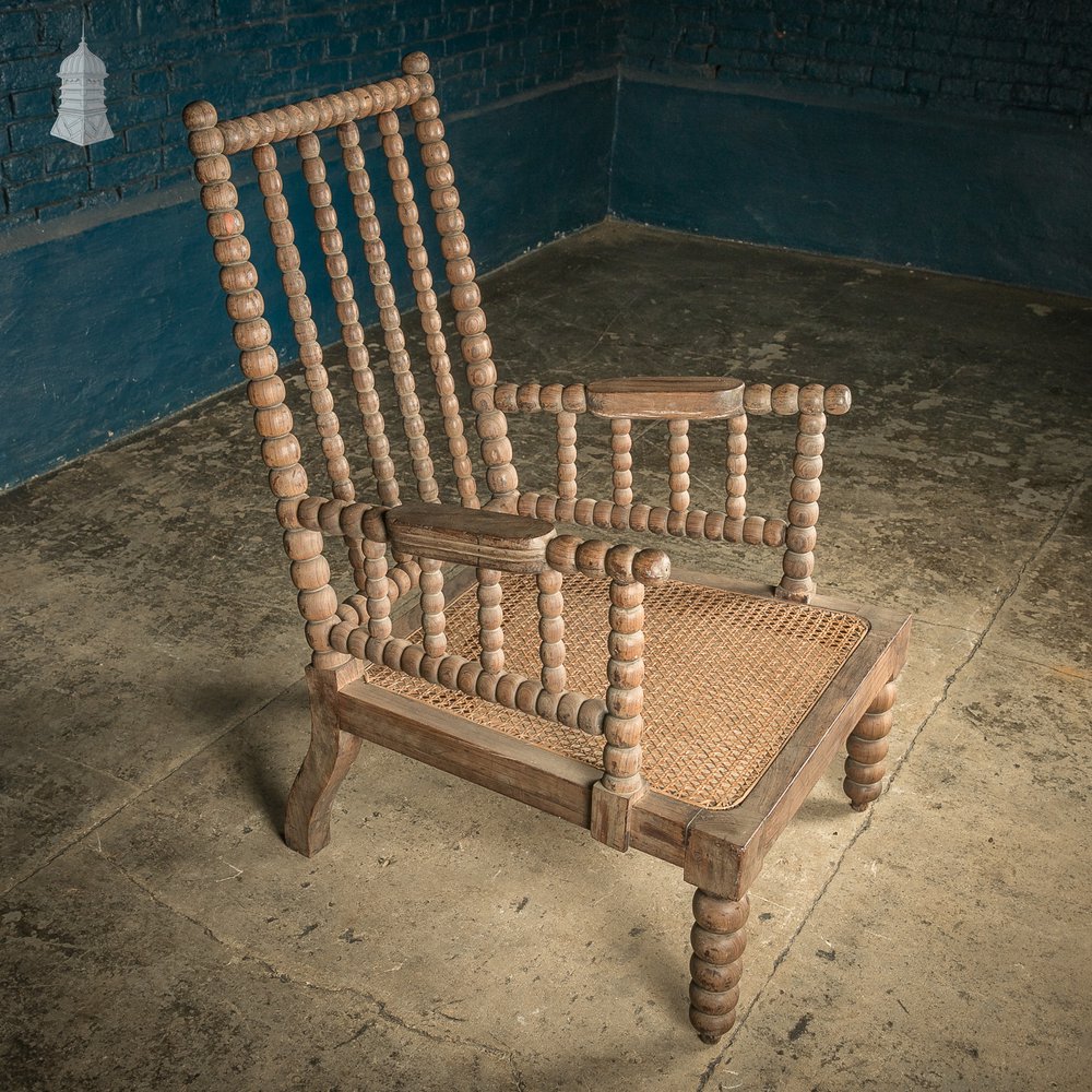 Regency Easy Chair, Bobbin Turned Teak with Rattan Seat