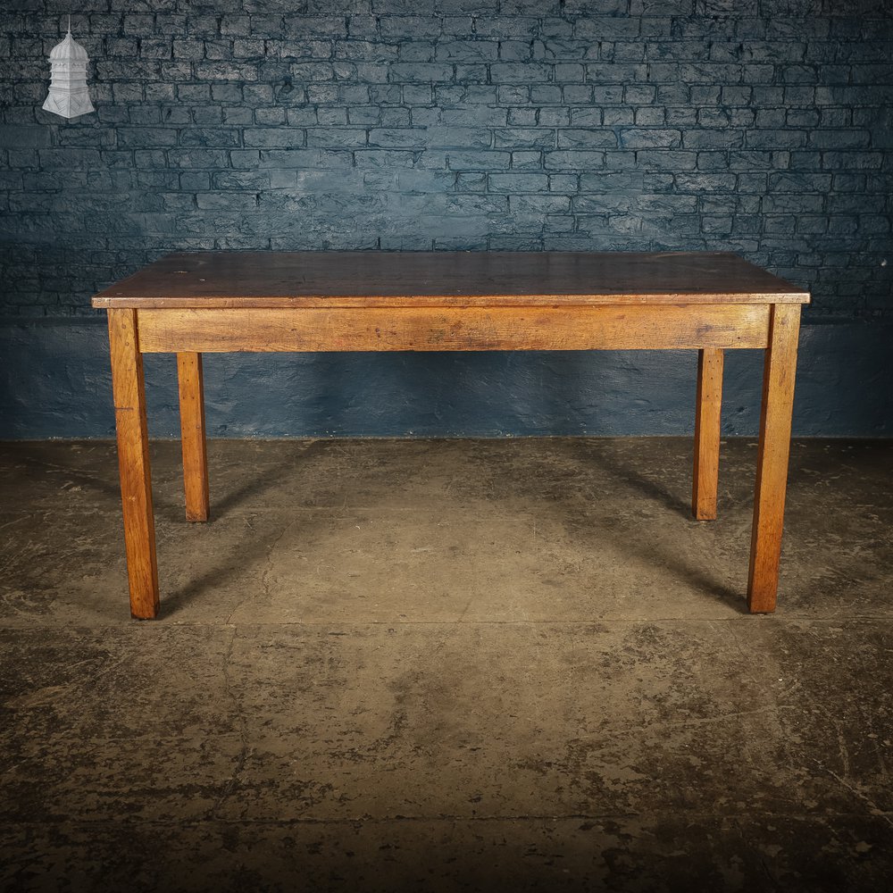 6 Foot Long Mid Century Oak School Science Lab Table