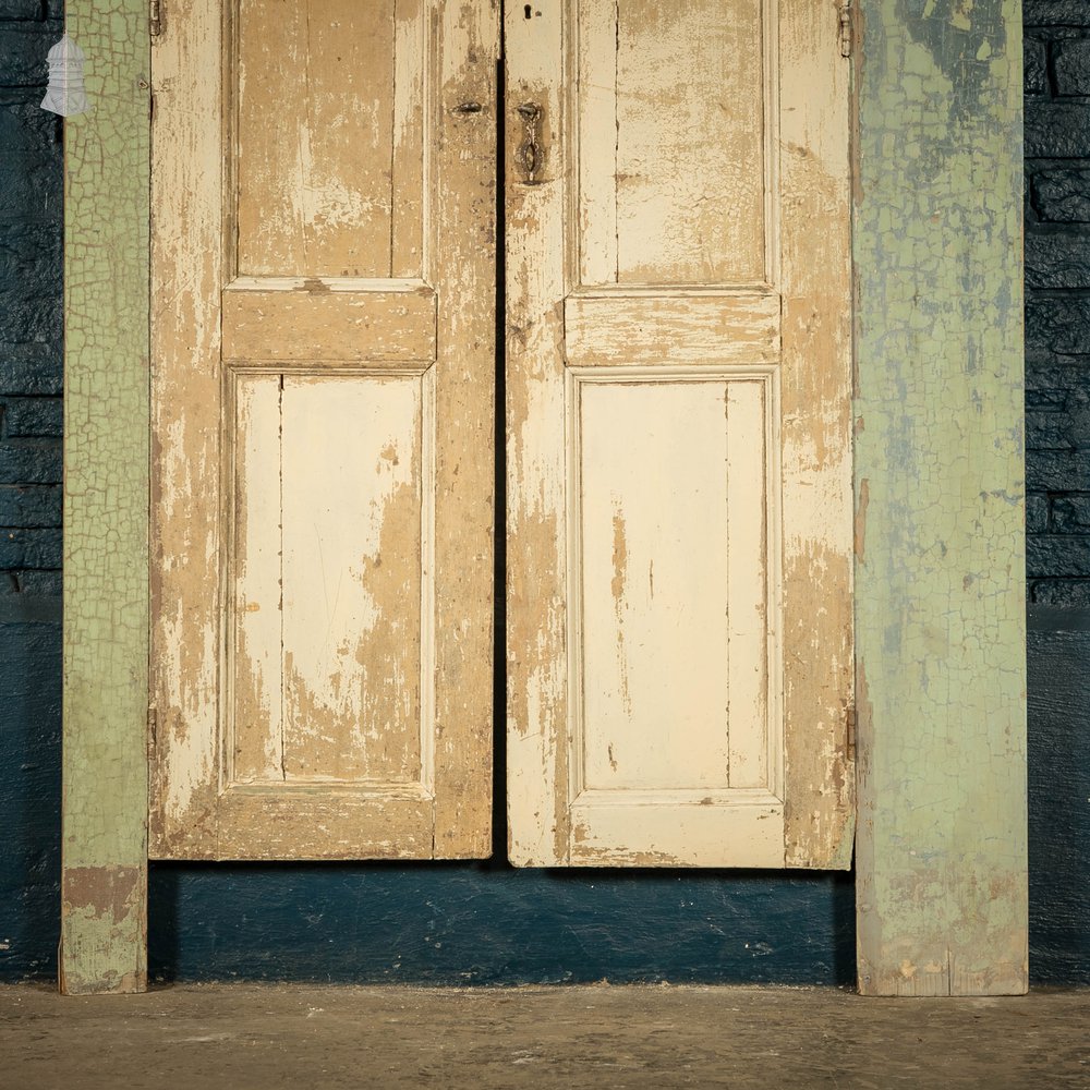 Pine Paneled Shutters, 4 Panel Distressed Paint