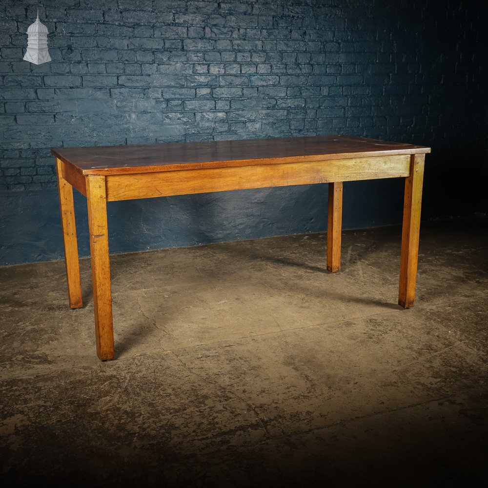 6 Foot Long Mid Century Oak School Science Lab Table