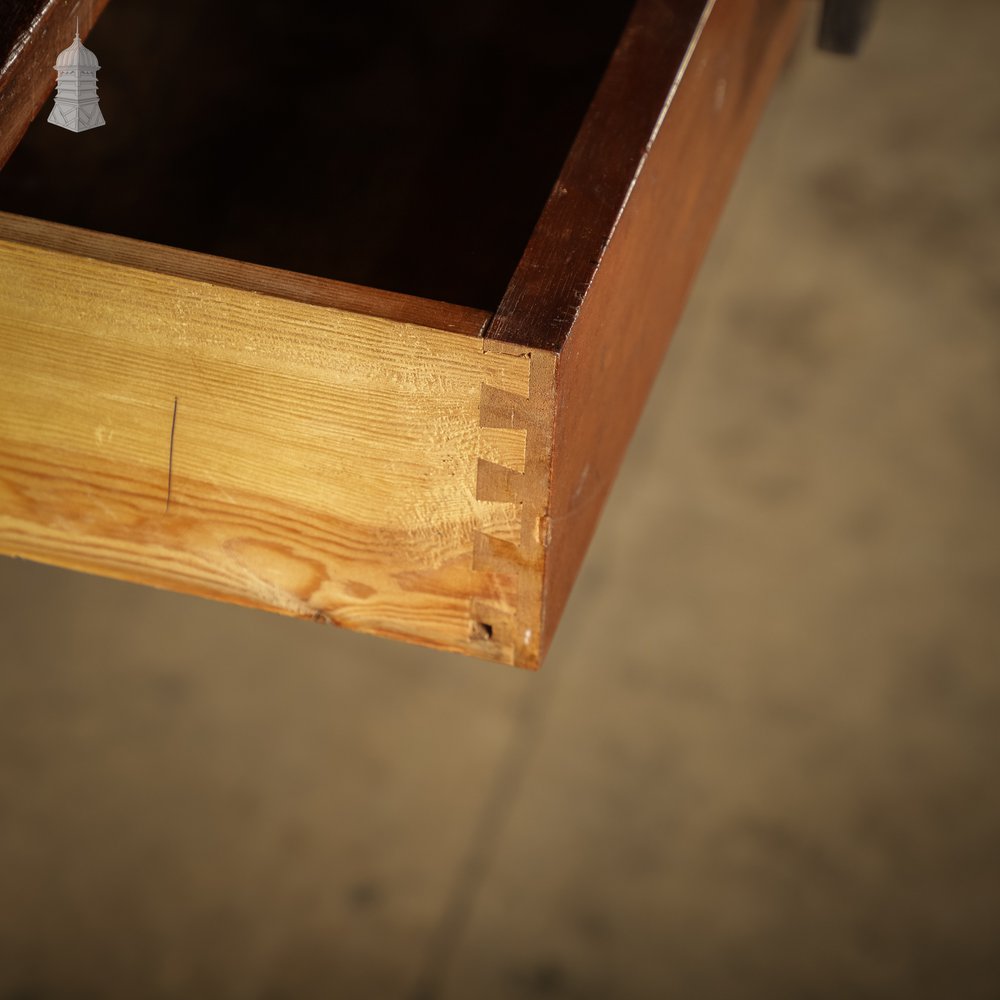 5 Foot Long Mid Century Iroko School Science Lab Table Bench with 2 Drawers