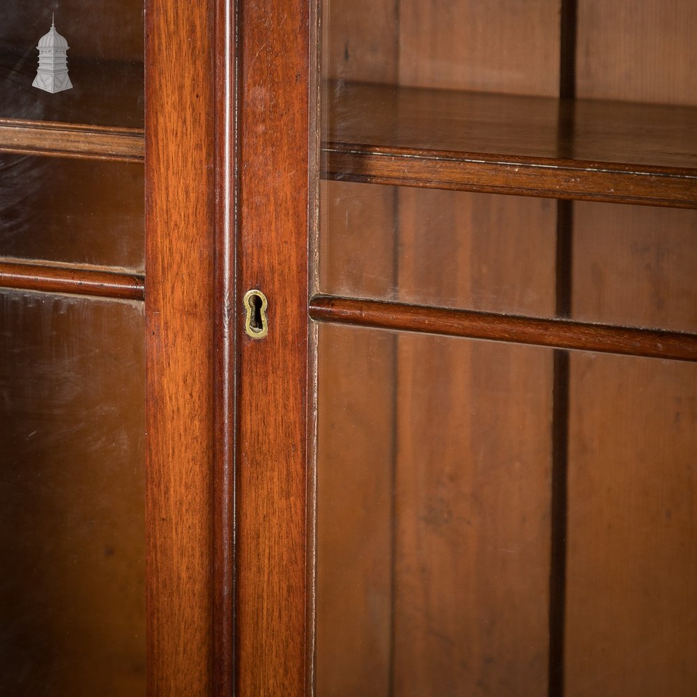 Flame Mahogany Bookcase - Inverted Breakfront, Glazed Pilasters