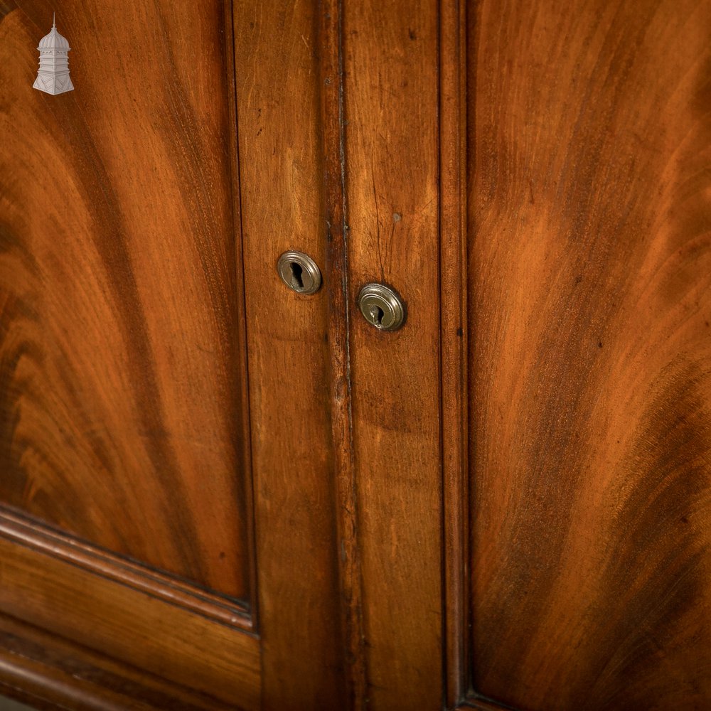 Flame Mahogany Bookcase - Inverted Breakfront, Glazed Pilasters