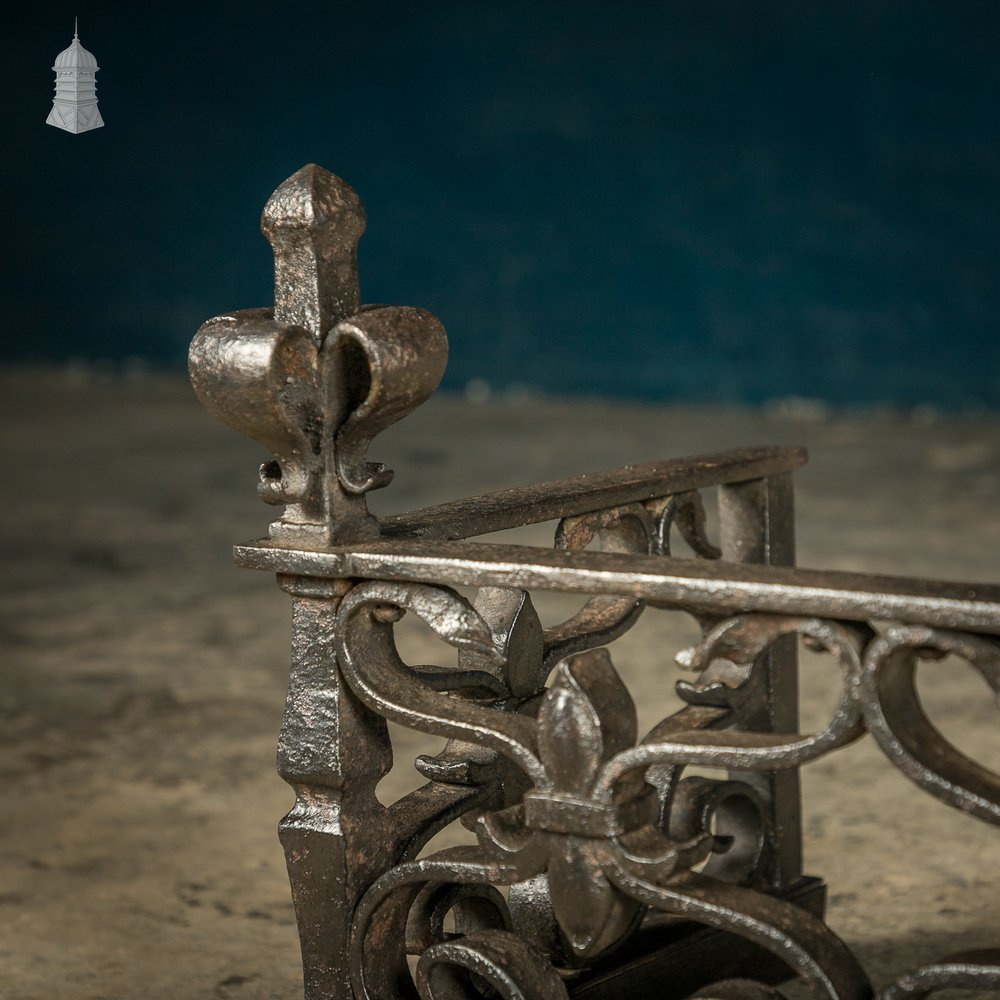 Fireplace Fender, Wrought Iron Scroll Design