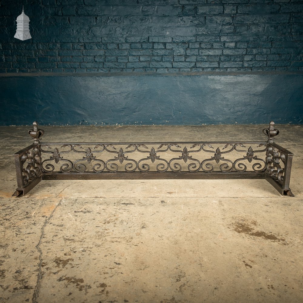 Fireplace Fender, Wrought Iron Scroll Design