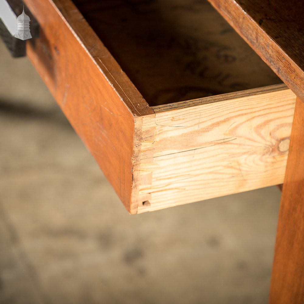 5ft Long Iroko School Science Lab Bench Table with 2 Drawers