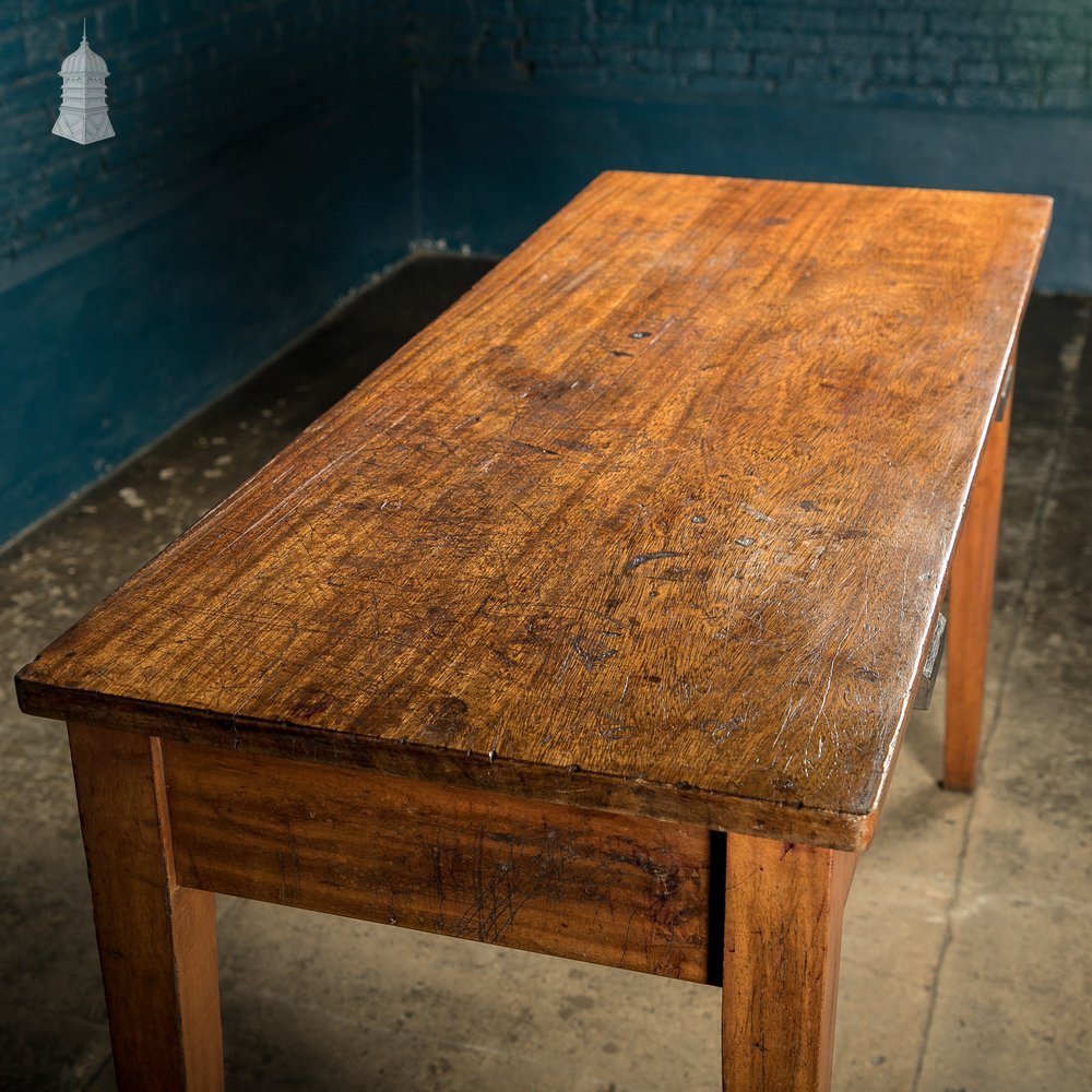 5ft Long Iroko School Science Lab Bench Table with 2 Drawers