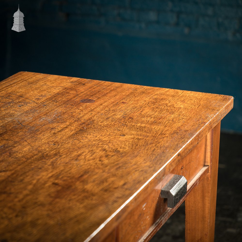 5ft Long Iroko School Science Lab Bench Table with 2 Drawers