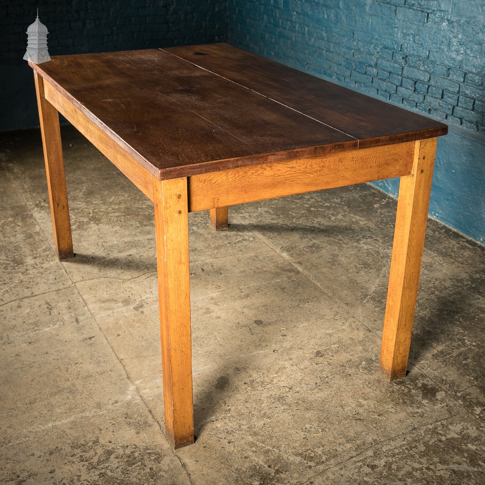 5ft Long Mid Century Oak School Science Lab Table