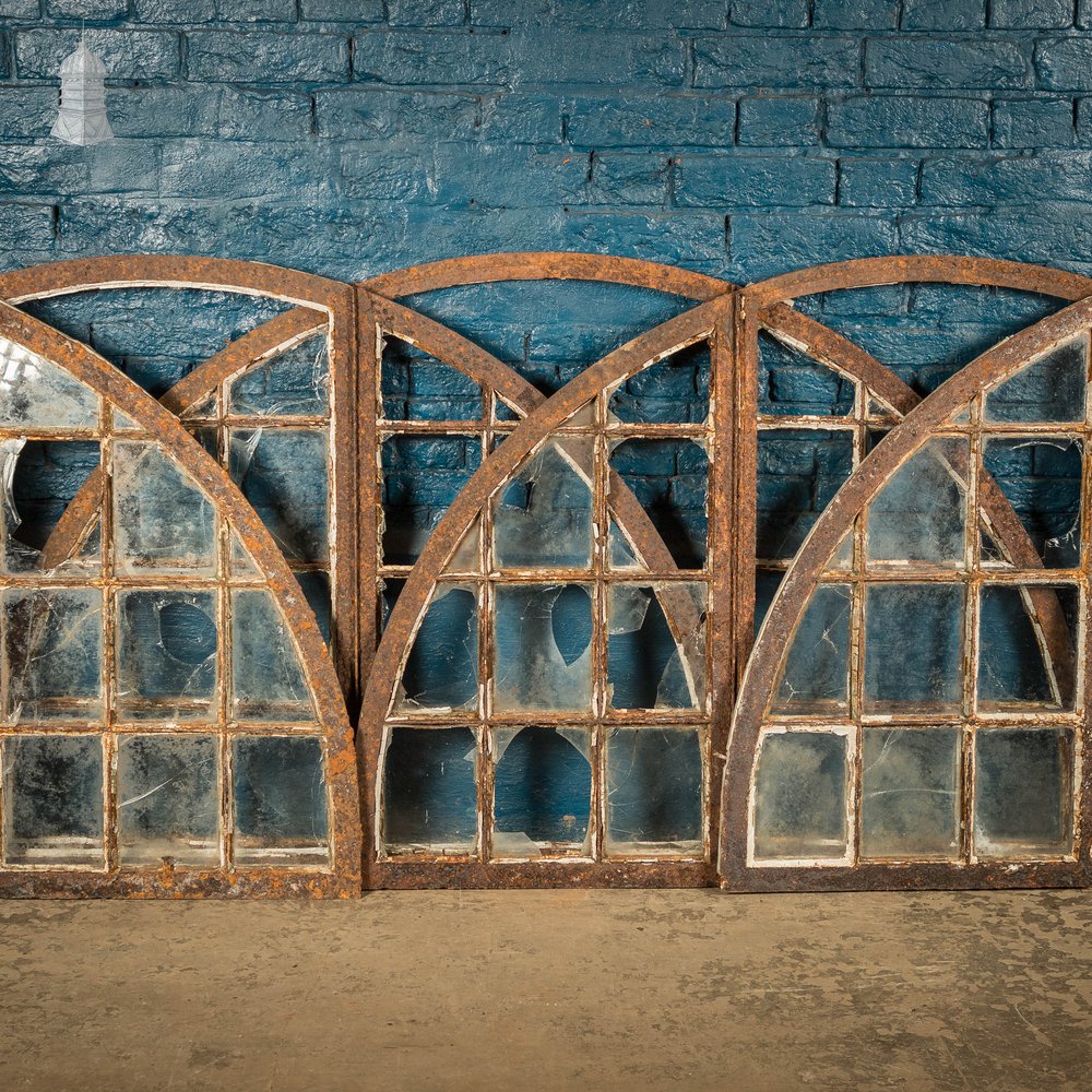 Arched Window Frames, Set of 5, Cast Iron