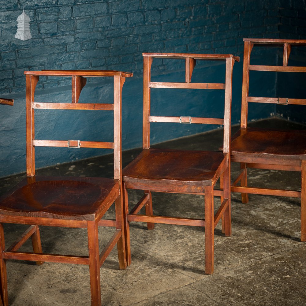 Set of 6 Elm 19th C Synagogue Chairs [No. 9]