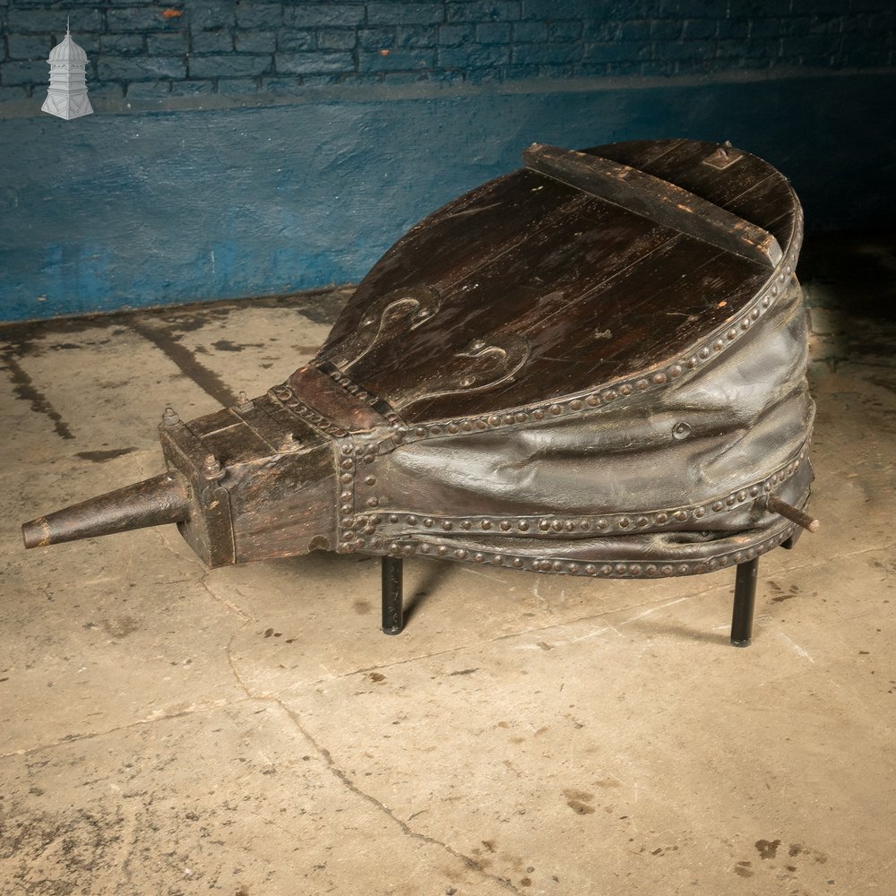 Bellows Coffee Table, Large Repurposed Forge Bellows