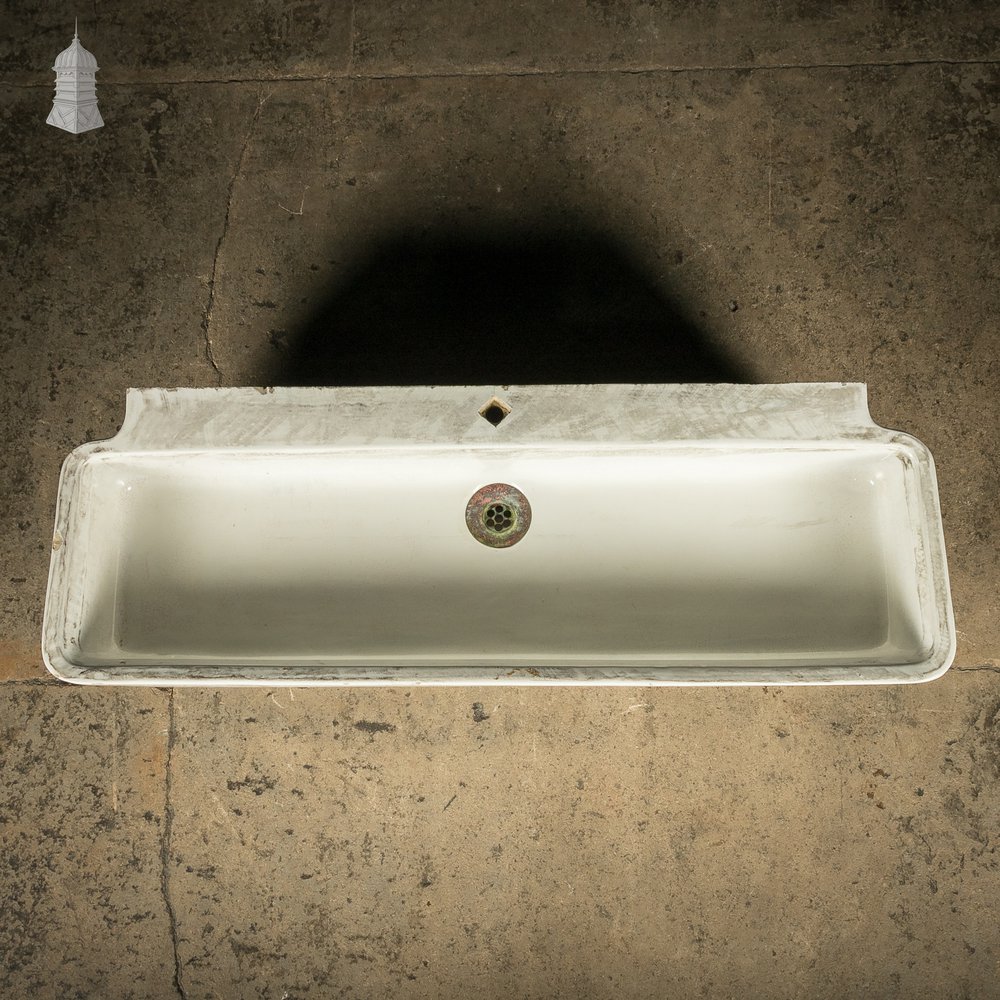 Long Trough Sink, Worn White Glazed Finish