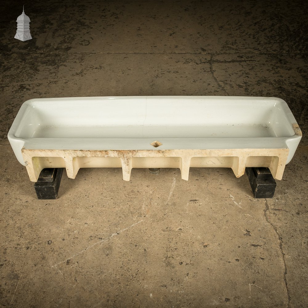 Long Trough Sink, Vintage White Ceramic by Adamsez