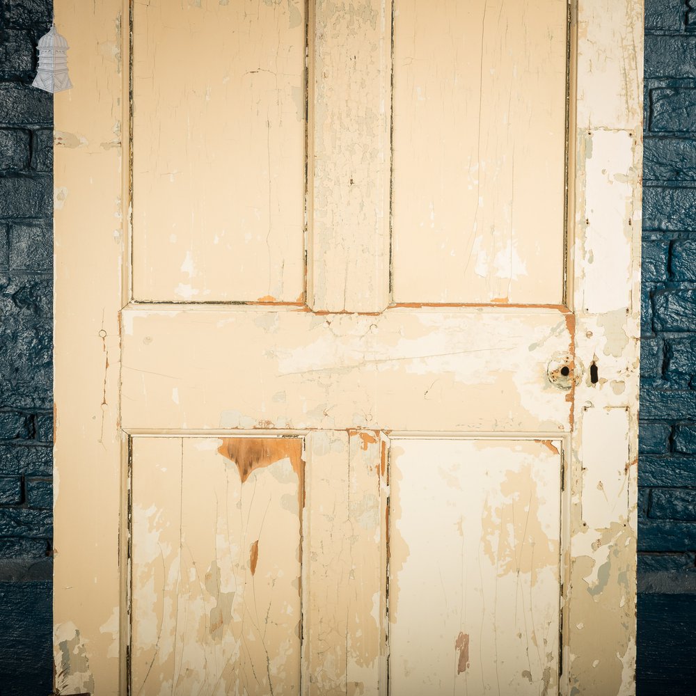 6 Panel Door, Six Moulded Panels, Distressed Cream Paint