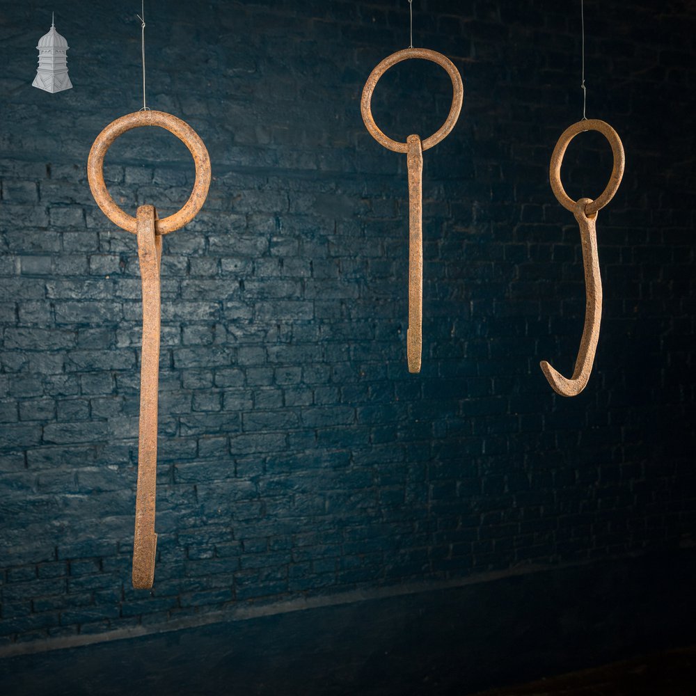 Wrought Iron Hooks, Graduated set of Three
