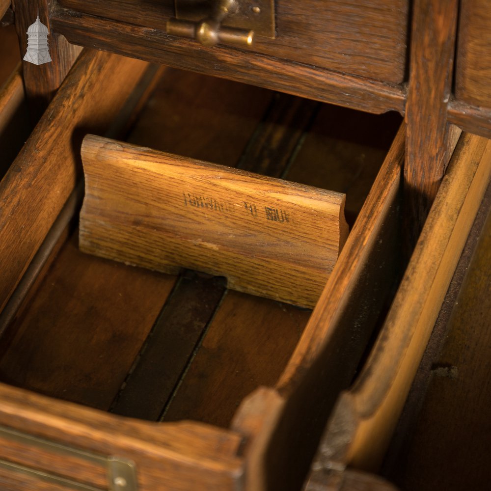 19th C Panelled Oak Index Card Filing Cabinet