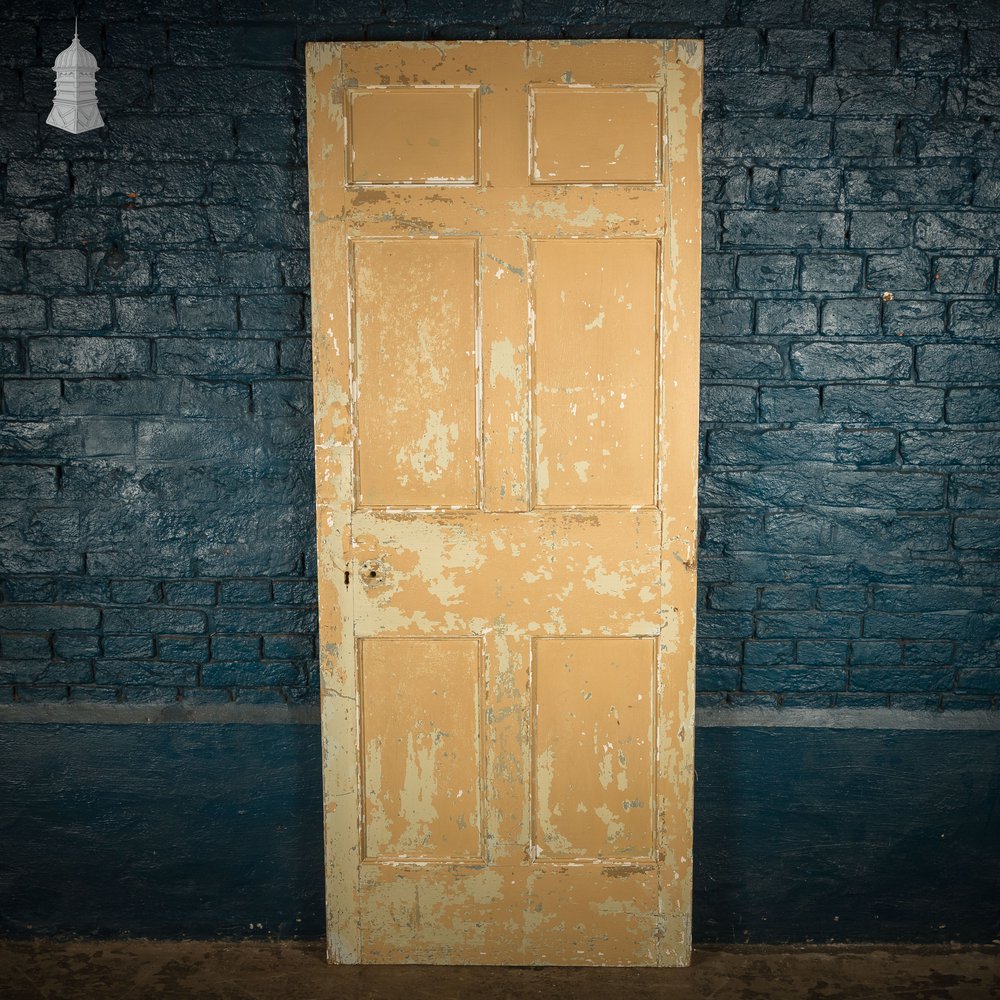 Moulded 6 Panel Door, Reclaimed, Distressed Beige, Period Layout